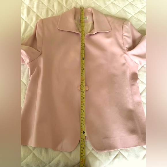 100% fine wool light pink blazer jacket collared single hook & eye closure US 12 - Picture 16 of 16